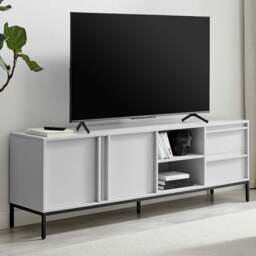 Furniturebox Sval 2 Door 2 Drawer 2 Shelf Off White Wooden TV Unit - Size: 40 x 180 x 40cm - Wilko - thumbnail 1
