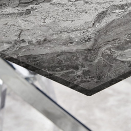 Furniturebox Tavalo 4 Seater Glass Dining Table Marble Effect and Silver - Grey - Wilko - thumbnail 4