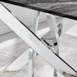 Furniturebox Tavalo 4 Seater Glass Dining Table Marble Effect and Silver - Grey - Wilko - thumbnail 5