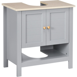 Kleankin 2 Door White and Grey Bathroom Under Sink Cabinet - Size: 60.0 cm x 30.0 cm x 60.0 cmcm - Wilko - thumbnail 3