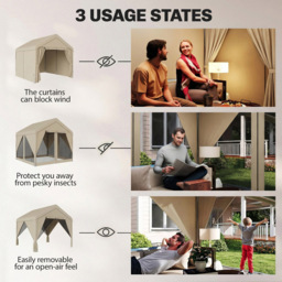 Outsunny 3 x 3m Khaki Garden Gazebo with Mesh Netting and Curtains - Wilko - thumbnail 6