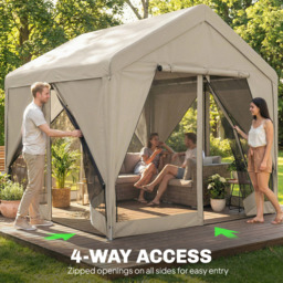 Outsunny 3 x 3m Khaki Garden Gazebo with Mesh Netting and Curtains - Wilko - thumbnail 7