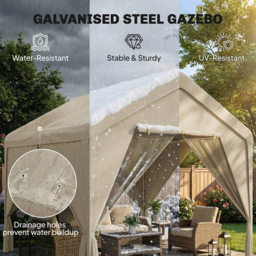 Outsunny 3 x 3m Khaki Garden Gazebo with Mesh Netting and Curtains - Wilko - thumbnail 5