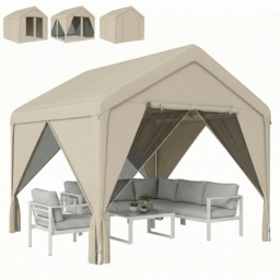 Outsunny 3 x 3m Khaki Garden Gazebo with Mesh Netting and Curtains - Wilko - thumbnail 3