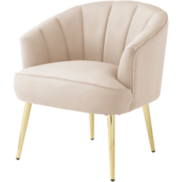 GFW Pettine Natural Velvet Scallop Accent Chair - Size: Single - Cream - Wilko - thumbnail 4