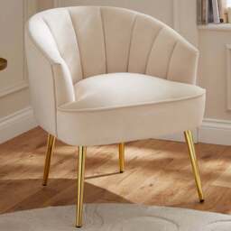 GFW Pettine Natural Velvet Scallop Accent Chair - Size: Single - Cream - Wilko