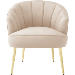 GFW Pettine Natural Velvet Scallop Accent Chair - Size: Single - Cream - Wilko - thumbnail 3