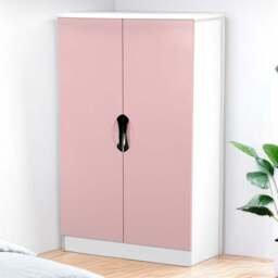 Crowndale Camden 2 Door Kobe Pink and White Midi Wardrobe Ready Assembled - Kobe Pink & White - Wilko - thumbnail 1