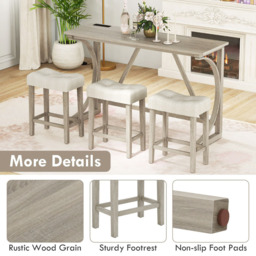 Costway 3 Seater Bistro Table and Saddle Stool Set Grey with Power Outlet - Wilko - thumbnail 6