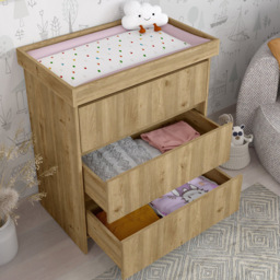 Shefa 880 3 Drawer Cremona Oak Kids Changing Unit - Size: 92 x 80 x 50cm - Wilko - thumbnail 5