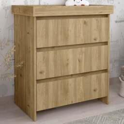 Shefa 880 3 Drawer Cremona Oak Kids Changing Unit - Size: 92 x 80 x 50cm - Wilko