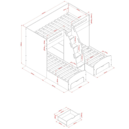 Flair Eddie Oak Triple Bunk Bed with Storage - Size: Single - White - Wilko - thumbnail 7