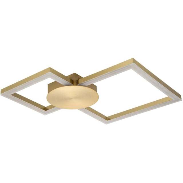 Cosylyte Miles 2 Square Brushed Brass LED Flush Ceiling Light - Size: 47 x 47 x 7.5cm - Gold - Wilko - image 1