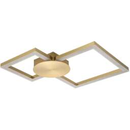 Cosylyte Miles 2 Square Brushed Brass LED Flush Ceiling Light - Size: 47 x 47 x 7.5cm - Gold - Wilko - thumbnail 1