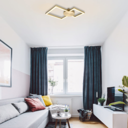 Cosylyte Miles 2 Square Brushed Brass LED Flush Ceiling Light - Size: 47 x 47 x 7.5cm - Gold - Wilko - thumbnail 7