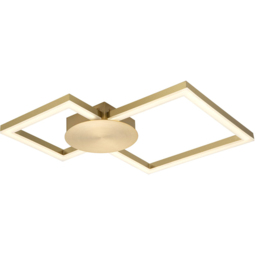 Cosylyte Miles 2 Square Brushed Brass LED Flush Ceiling Light - Size: 47 x 47 x 7.5cm - Gold - Wilko - thumbnail 4