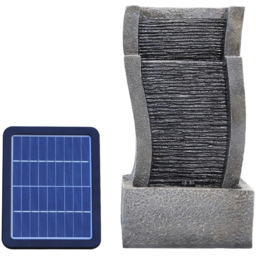 Living and Home LED Lighted Grey Water Feature with Solar Panel for Garden - Size: 50x27.5x18 - Wilko