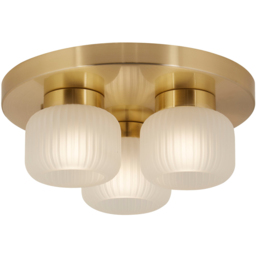Lighting Collection Matson 3 Frosted White Glass Ceiling Flush Light - Size: 33.6 x 8 x 32.5cm - Frosted White, Satin Antique Brass - Wilko - thumbnail 4
