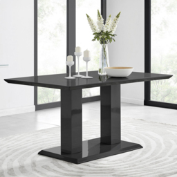 Furniturebox Molini Cesano 6 Seater Dining Set Black Gloss and Navy - Blue - Wilko - thumbnail 3