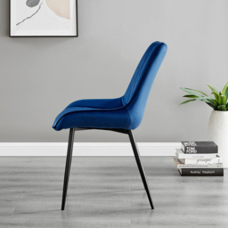 Furniturebox Molini Cesano 6 Seater Dining Set Black Gloss and Navy - Blue - Wilko - thumbnail 5