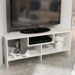Decorotika Maldives 3 Shelf White Corner TV Unit - Size: 46.8 x 120 x 19.6cm - Wilko