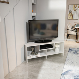 Decorotika Maldives 3 Shelf White Corner TV Unit - Size: 46.8 x 120 x 19.6cm - Wilko - thumbnail 7