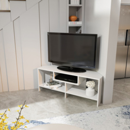 Decorotika Maldives 3 Shelf White Corner TV Unit - Size: 46.8 x 120 x 19.6cm - Wilko - thumbnail 4