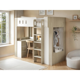 Flair Willow White and Oak High Sleeper Bed with Desk and Storage - Size: 178.3 x 109.9 x 212.5cm - Wilko - thumbnail 5