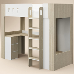 Flair Willow White and Oak High Sleeper Bed with Desk and Storage - Size: 178.3 x 109.9 x 212.5cm - Wilko - thumbnail 3