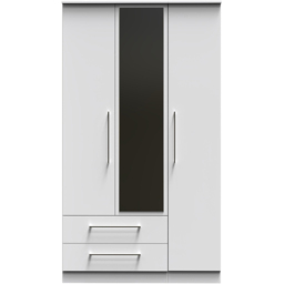Crowndale Worcester 3 Door 2 Drawer White Mirrored Wardrobe Ready Assembled - Size: 3 Door, 2 Drawer - Wilko - thumbnail 4