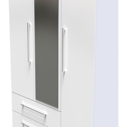 Crowndale Worcester 3 Door 2 Drawer White Mirrored Wardrobe Ready Assembled - Size: 3 Door, 2 Drawer - Wilko - thumbnail 7