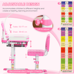 Playful Haven 2 Piece Kids Table and Chair Set Pink - Size: 70 x 50 x 105cm - Wilko - thumbnail 5
