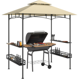 Outsunny 1.5 x 2.4m Beige Grill Canopy Gazebo with 2 Side Shelves and Hook - Cream - Wilko - thumbnail 3