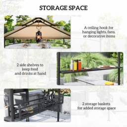 Outsunny 1.5 x 2.4m Beige Grill Canopy Gazebo with 2 Side Shelves and Hook - Cream - Wilko - thumbnail 6