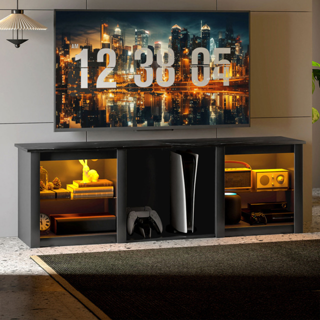 HOMCOM 5 Shelf Black LED TV Unit - Size: 53.0 cm x 35.0 cm x 160.0 cmcm - Wilko - image 1