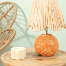 ValueLights Sebby Raffia Lamp Shade Ceramic Globe Textured LED Table Lamp 2 Pack - Size: 32 x 23 x 23cm - Orange - Wilko - thumbnail 5