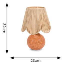ValueLights Sebby Raffia Lamp Shade Ceramic Globe Textured LED Table Lamp 2 Pack - Size: 32 x 23 x 23cm - Orange - Wilko - thumbnail 6