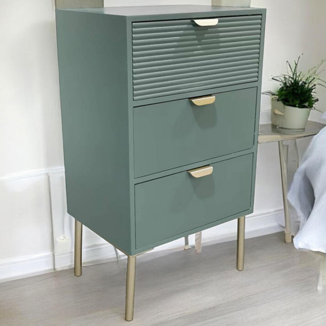 Acacia Home 3 Drawer Green Wooden Chest of Drawers - Wilko - image 1