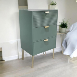 Acacia Home 3 Drawer Green Wooden Chest of Drawers - Wilko - thumbnail 4