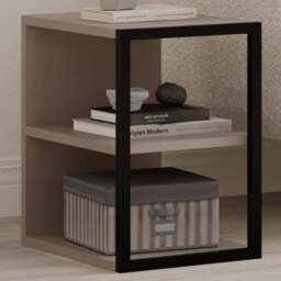 Decortie Echo 2 Shelf Mocha Grey Minimalist Modern Side Table Set of 2 - Size: 45 x 30 x 42cm - Wilko