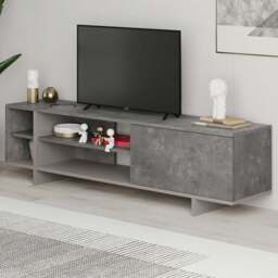 Decortie Stockton Single Door 4 Shelf Mocha Grey TV Stand - Size: 44 x 160 x 35.6cm - Multi - Wilko - thumbnail 1