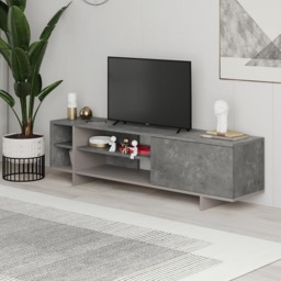 Decortie Stockton Single Door 4 Shelf Mocha Grey TV Stand - Size: 44 x 160 x 35.6cm - Multi - Wilko - thumbnail 6