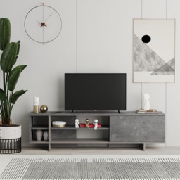 Decortie Stockton Single Door 4 Shelf Mocha Grey TV Stand - Size: 44 x 160 x 35.6cm - Multi - Wilko - thumbnail 4