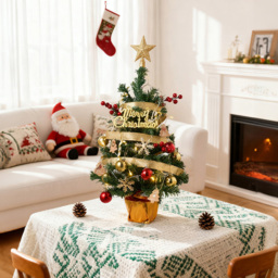 Living and Home LED String Light Baubles and Gold Star Top Mini Artificial Christmas Tree 2ft - Multi - Wilko - thumbnail 3