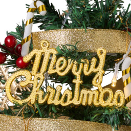 Living and Home LED String Light Baubles and Gold Star Top Mini Artificial Christmas Tree 2ft - Multi - Wilko - thumbnail 5