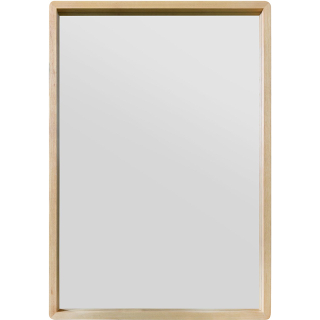 The Naturalis Solid Oak Rounded Corner Wall Mirror 100 x 70cm - Cream - MirrorOutlet - Wilko - image 1