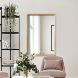 The Naturalis Solid Oak Rounded Corner Wall Mirror 100 x 70cm - Cream - MirrorOutlet - Wilko - thumbnail 3