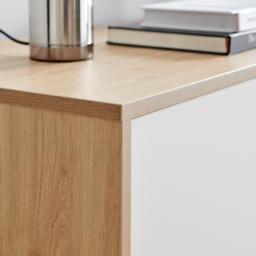 Furniturebox Billet Single Door 3 Drawer Off White and Wood Effect Medium Sideboard - Size: 39.6 x 107.4 x 39.6cm - Wilko - thumbnail 5