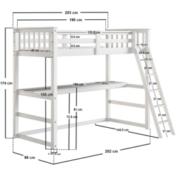 Flair Jules White High Sleeper with Desk - Size: Single - Wilko - thumbnail 7