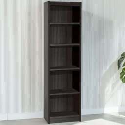 R White Cabinets 5 Shelf Black Tall Bookcase - Size: 182.8 x 47.6 x 36.6cm - Wilko